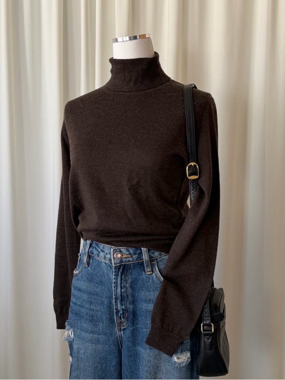 Vintage 1990 Brooks Brothers Silk Cashmere Wool Blend turtleneck sweater Medium - Picture 3 of 13